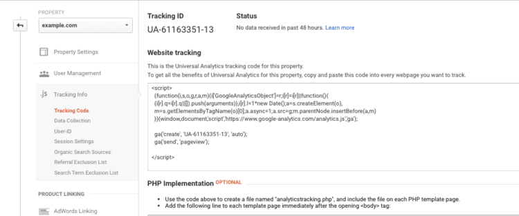 analytics reporting code