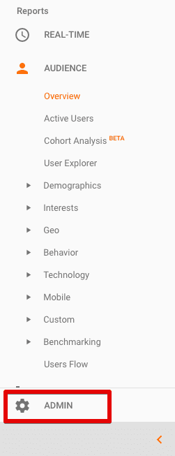 goto analytics admin