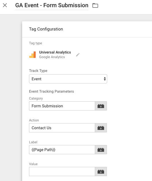  form submission tag GTM 