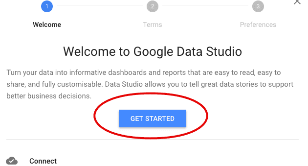  data studio welcome message 