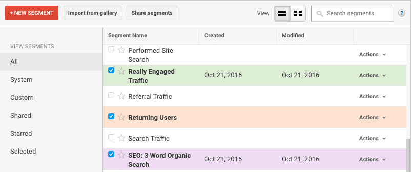  google analytics prebuilt segments 