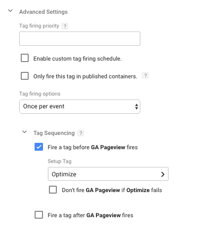  fire optimize tag before GA 