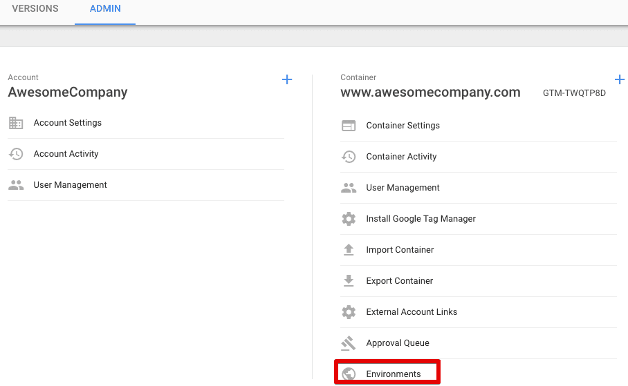  access GTM environments 