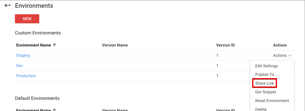  share environment link 