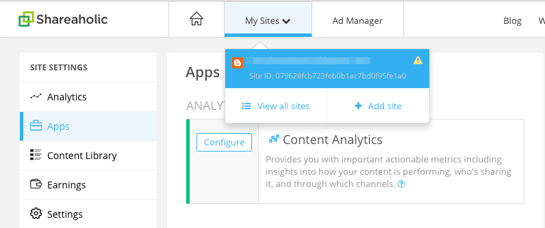 my shareaholic sites