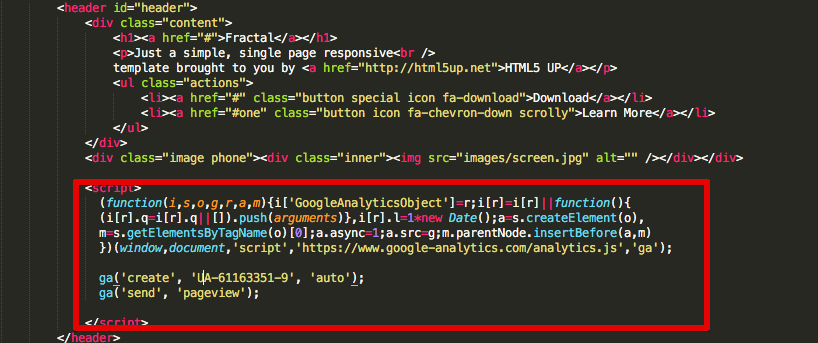  add analytics tracking code to website 