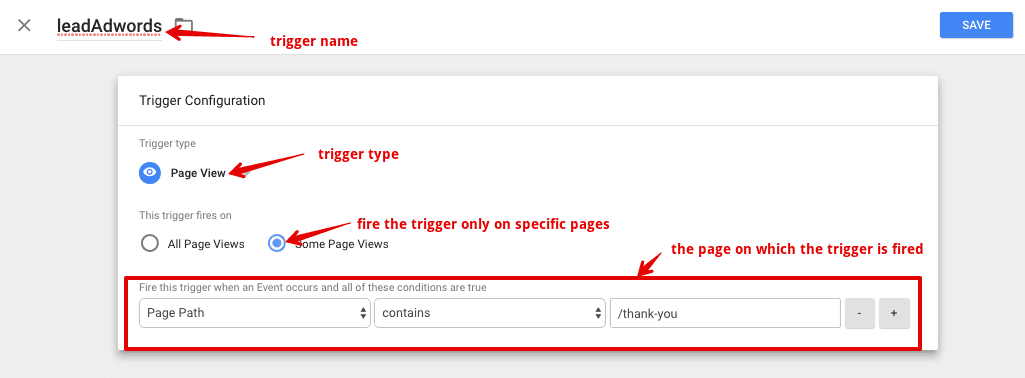  set up conversion trigger 