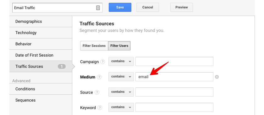  create advanced segment 