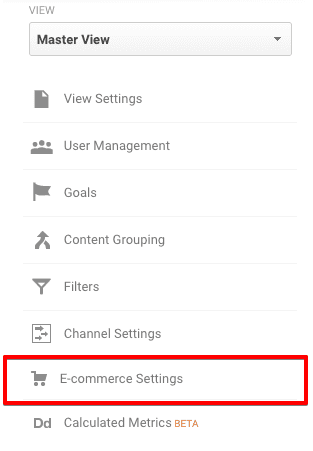  ecommerce settings analytics 
