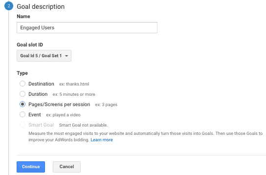  Goal description options 