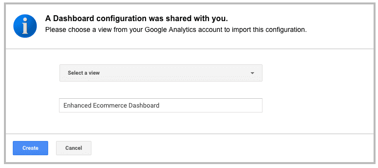 import dashboard google analytics