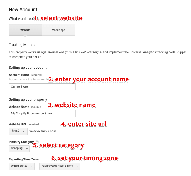  google analytics signup screen 