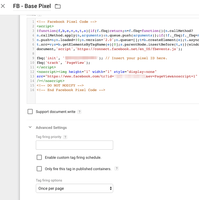 facebook base pixel setup 