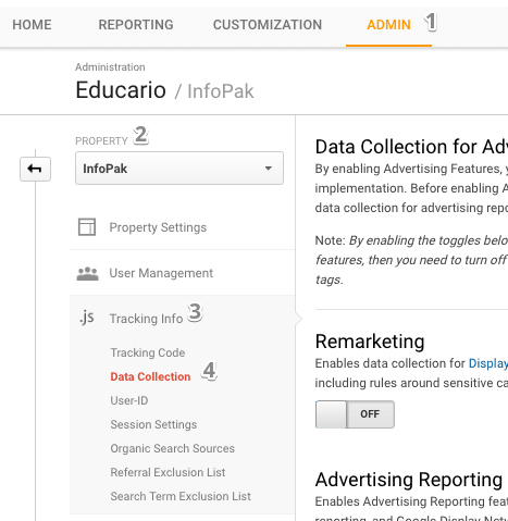  google analytics data collection settings 