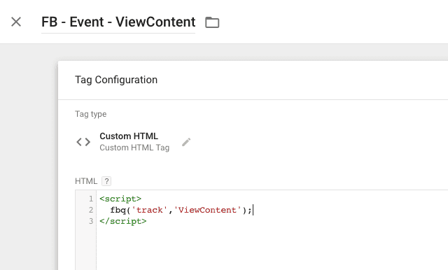  facebook viewcontent tag 