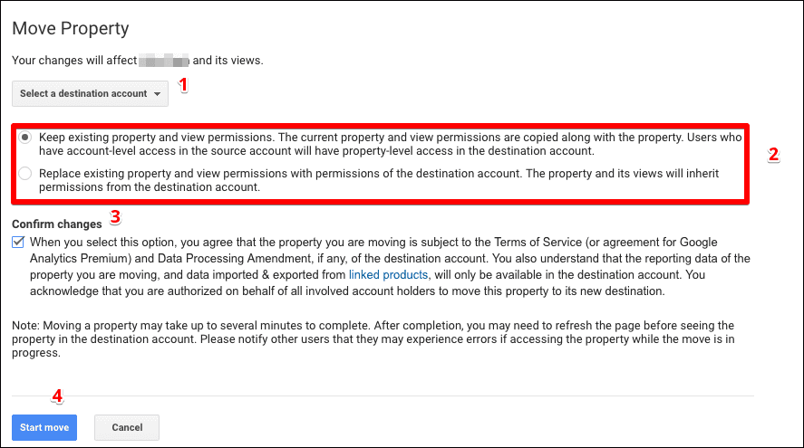  select destination account 