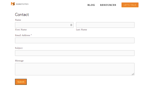  Here’s an example of a form from our own website   