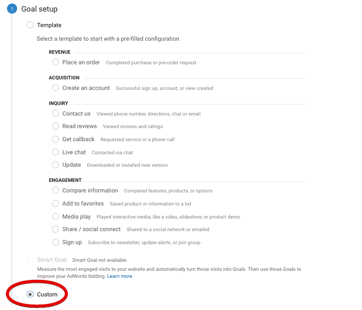  create a custom goal 