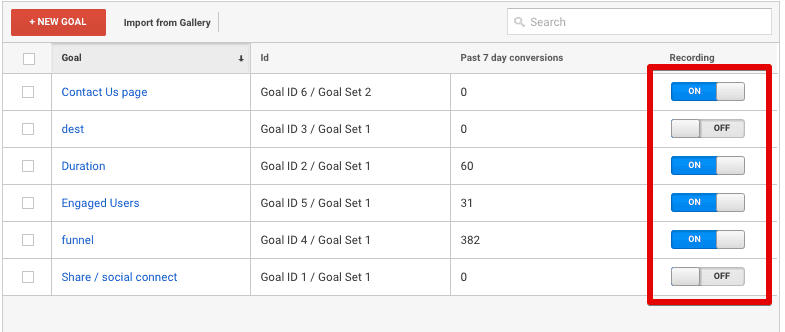  turn off goal recording 
