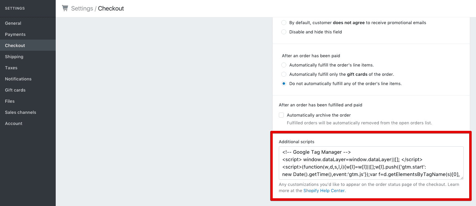  add tag manager code on checkout page 