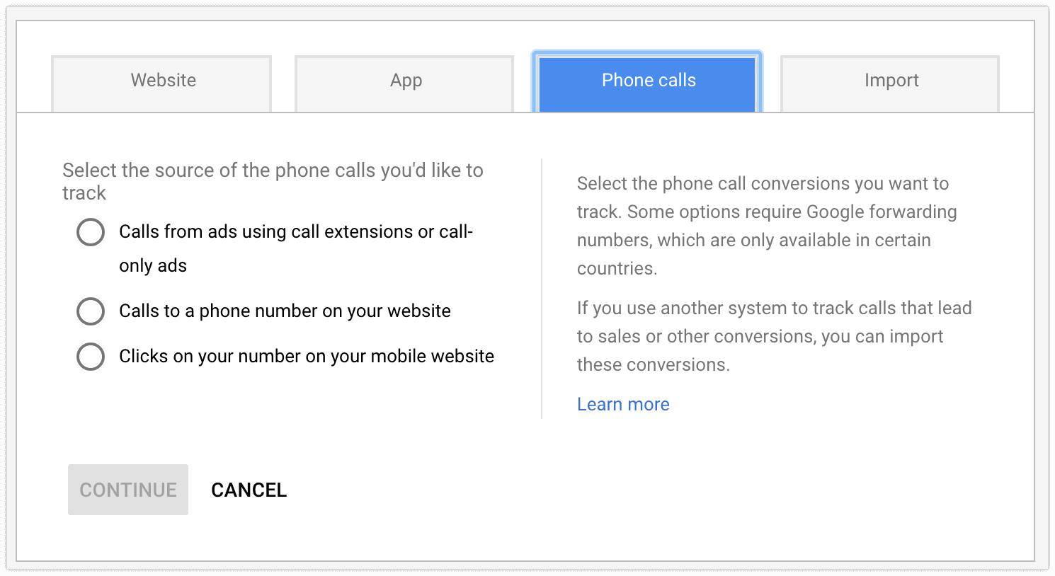  phone calls conversion tracking 