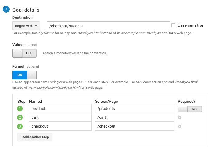  how to create a goal funnel 