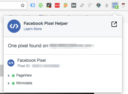  facebook pixel helper screenshot 