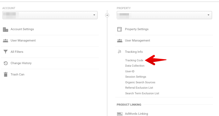  where to find ga tracking code 