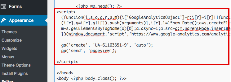  add google analytics code to wordpress 