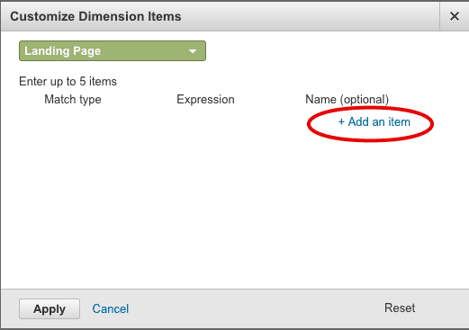  click add an item link 