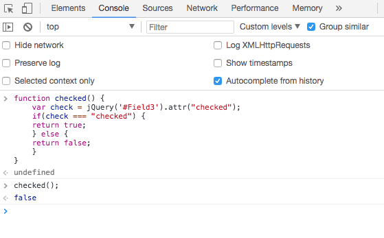  js code testing in console 