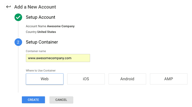  create gtm account 