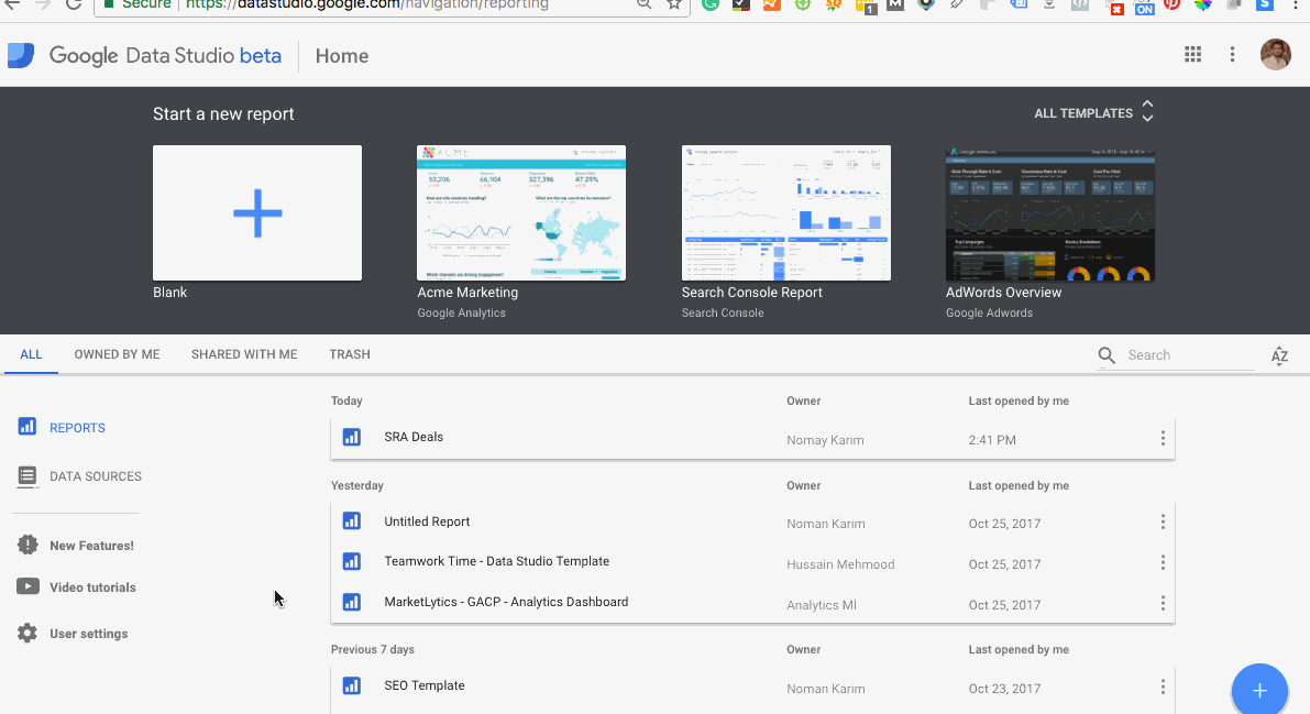 how to create a new data studio report 