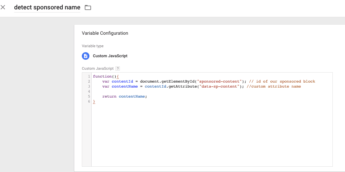  create gtm custom variable 