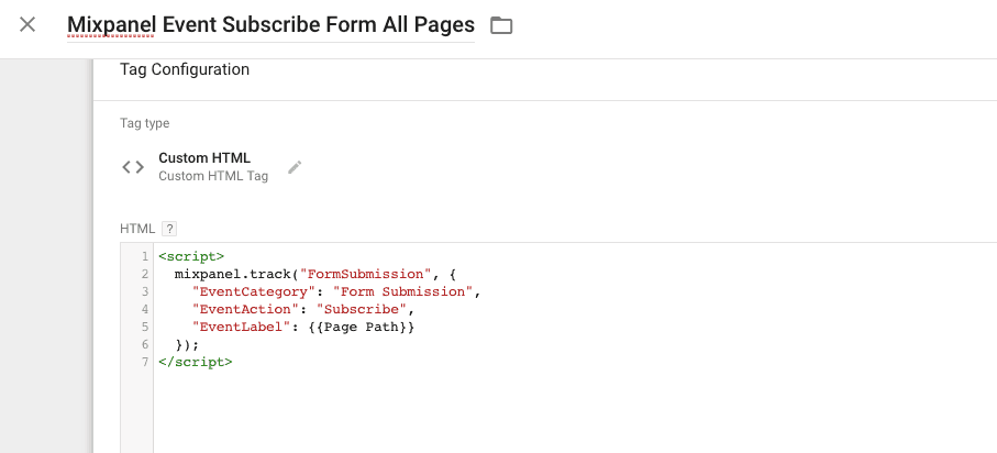  mixpanel form submission tag 