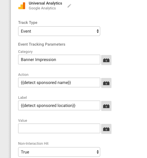  create tag for banner impressions event 