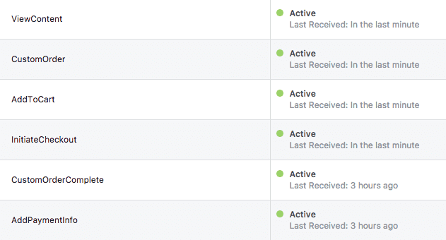  facebook pixels list 