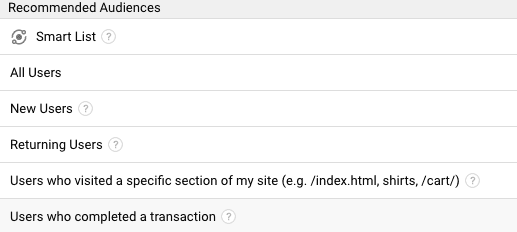  predefined audience list 