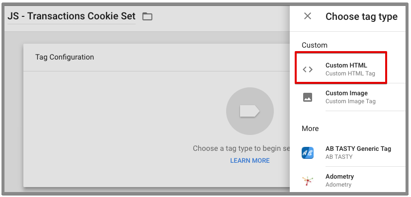  custom HTML transaction cookie 
